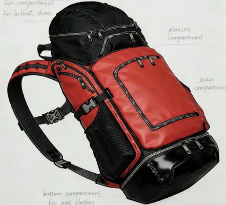 Torba sportowa outdoorowa z siatkowanym panelem tylnym, wykonana z poliestru wodoodpornego i posiadająca paski odblaskowe, idealna na siłownię i podróże